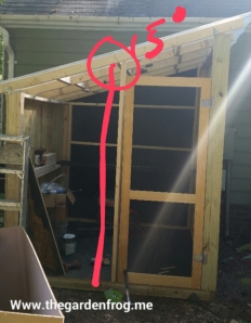 The screen door I found in the markdown area and even though it has issues it works. We happened to have heavy duty hinges so we added a 2x4 to on the right front to start framing in the front and door. we put the screen door in and then later I built the framing around it. The 2x4s were not exactly straight so i made sure the screen door looks straight and compromised on the rest of the framing for the front